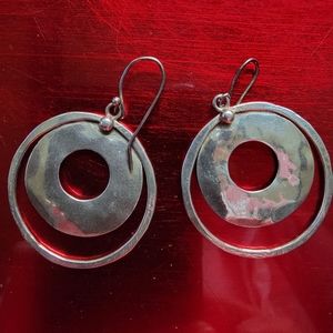 Silpada 925 SS Hammered Circle Earrings